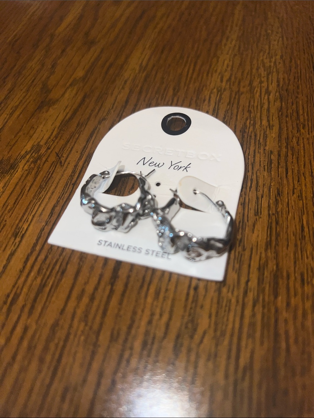 Secretbox  New York molten silver-tone hoop earrings